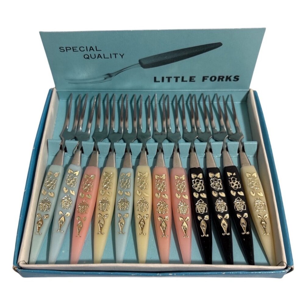 Vintage Little Forks Stainless Steel Cocktail Set Set of 12 Original Box Japan